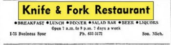 Knife & Fork Restaurant - June 1972 Ad (newer photo)